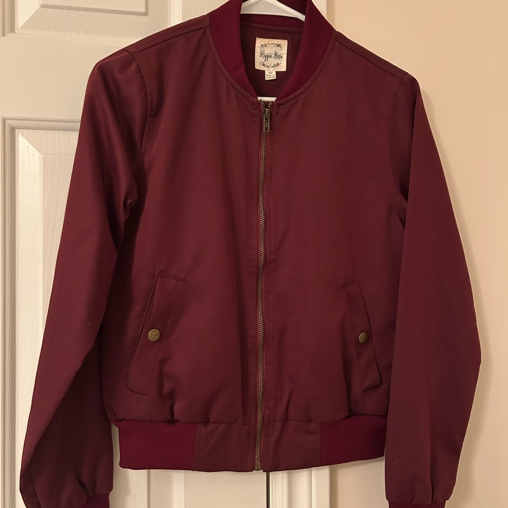 Hippie Rose Burgundy Puffer Jacket